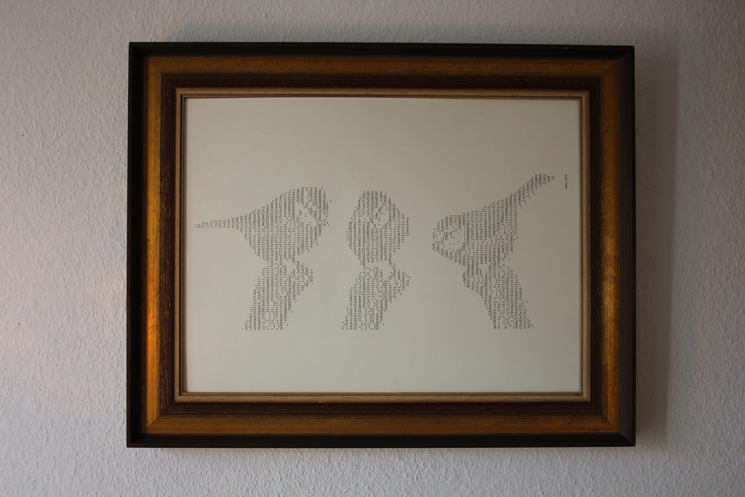 ASCII Art Schreibmaschinenkunst Porträt Tiere Drei 3 Meisen A3