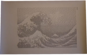 ASCII Art Schreibmaschinenkunst Porträt Berühmtheiten bekannte Gesichter Celebrities Gemälde Hokusai The Wave Die Woge