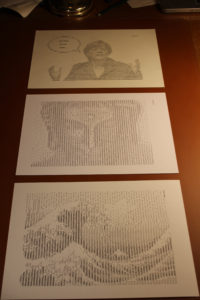 ASCII Art Schreibmaschinenkunst Porträt Berühmtheiten bekannte Gesichter Celebrities Angela Merkel Gautama Buddha Hokusai Die Woge